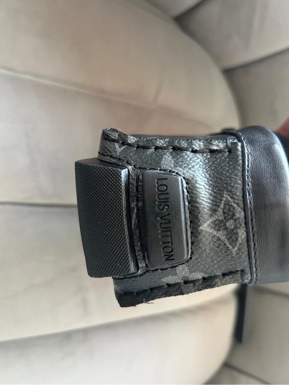 Louis Vuitton Black Monogram Heel Cap with Subtle Logo